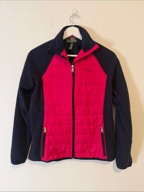 Lauren Ralph Lauren Quilted Front Fleece Jacket - Navy & Hot Pink